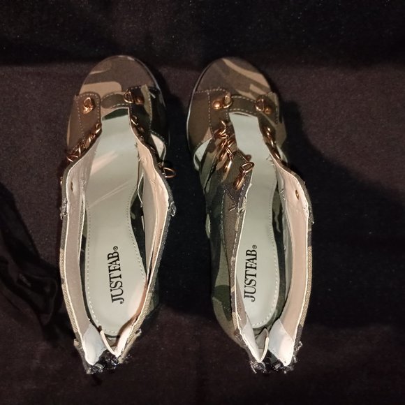 (JUSTFAB) Zola Lace-Up Gladiator Chunky Heeled Bootie - Picture 11 of 11